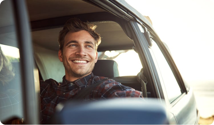 Man looking out the window